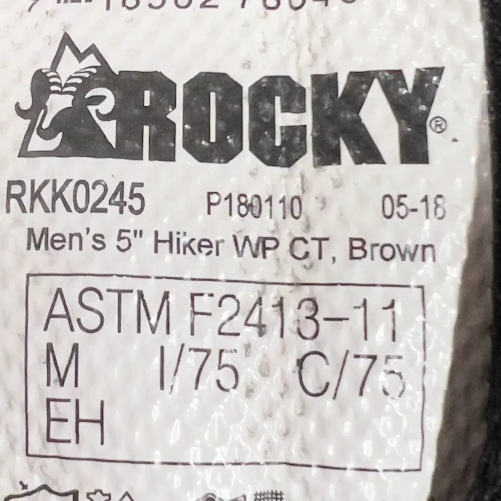 Rocky Men 5” Work Hiker Brown Boot 11.5 Waterproof Composite Toe Leather RKK0245